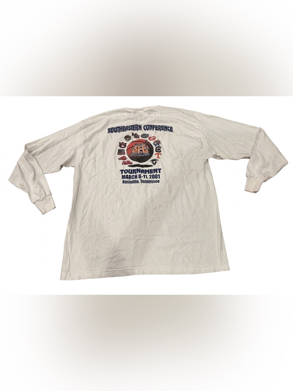 Vintage 2001 SEC Men's Basketball Tournament Shirt XXL White Long Sleeve Alstyle